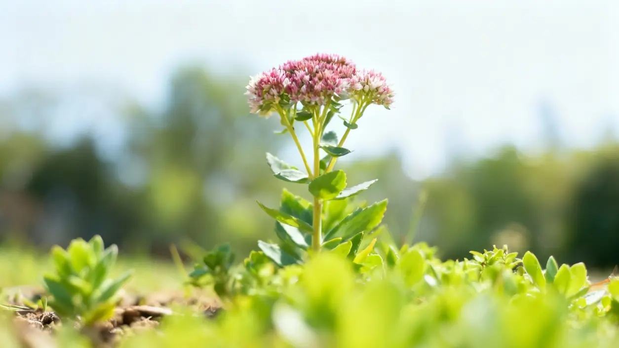 Fiore resistente al sole che cresce in un prato verde sotto il sole estivo