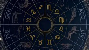 Rappresentazione circolare dei segni zodiacali su sfondo stellato