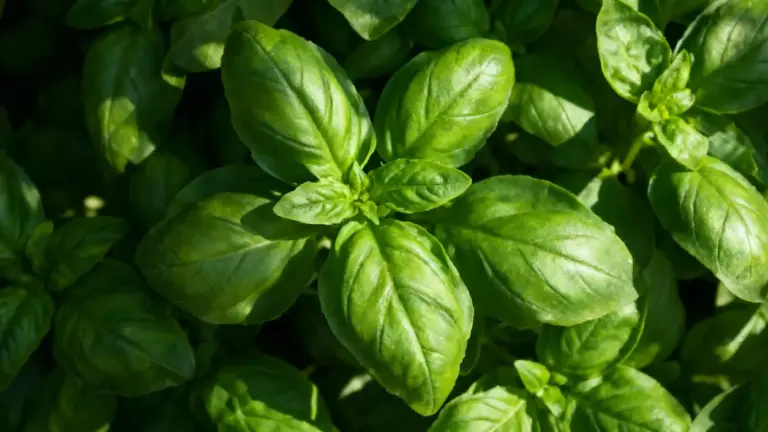 Foglie di basilico fresco viste da vicino
